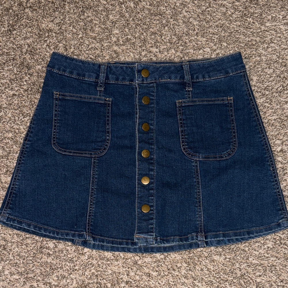 Altar'd State Dark Blue Denim Mini Skirt